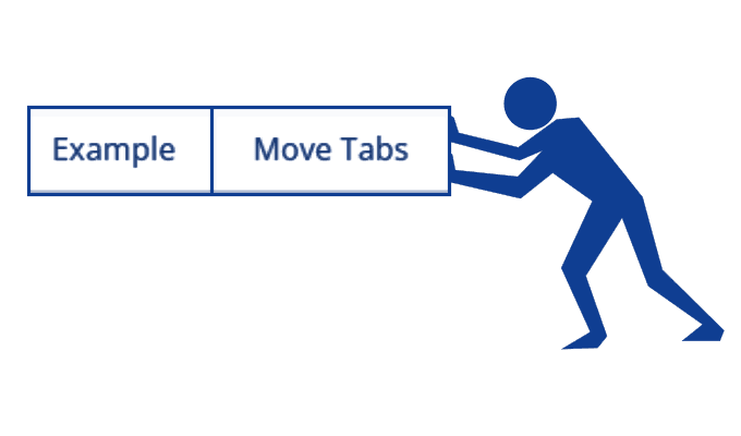 Silhoutte figure pushing a tab titled Move Tab