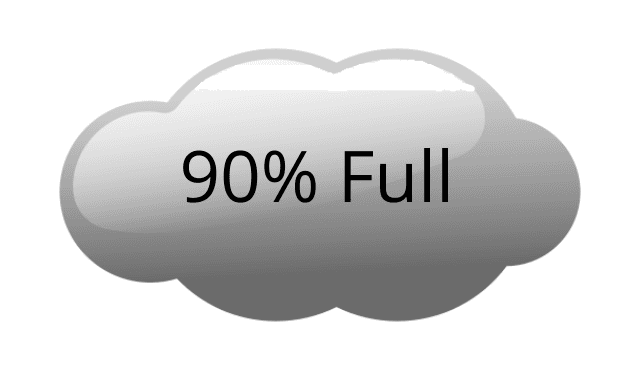 Gray cloud showing 90% full