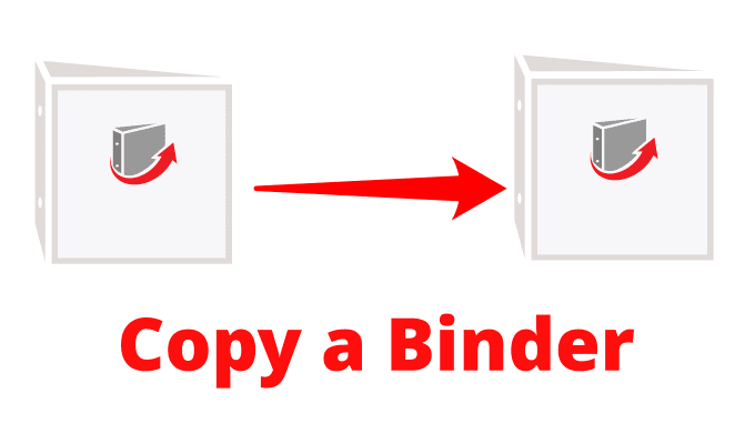 2 binders with arrow and words Copy a Binder